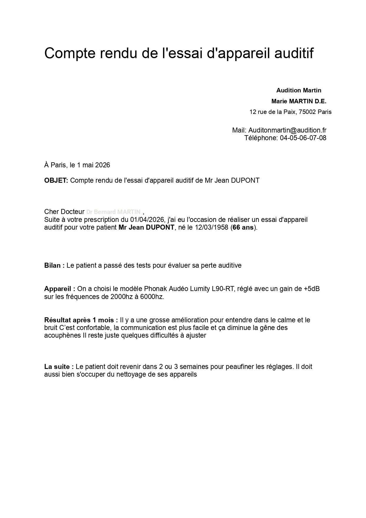 CR rédigé à la main avant CR Audio